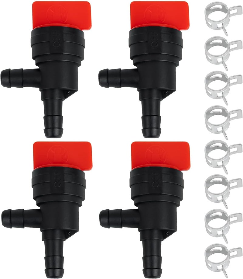 CLSR2U 90 Degree Fuel Shut off Valve, 1/4" Fuel Cut Off Valve for Riding Lawn Mower, Replace B&S 698181 494539 697944 Te cumseh 35857, 90 Degree Gas Shut Off Valve for Small Engines, 4 Pack - Image 1
